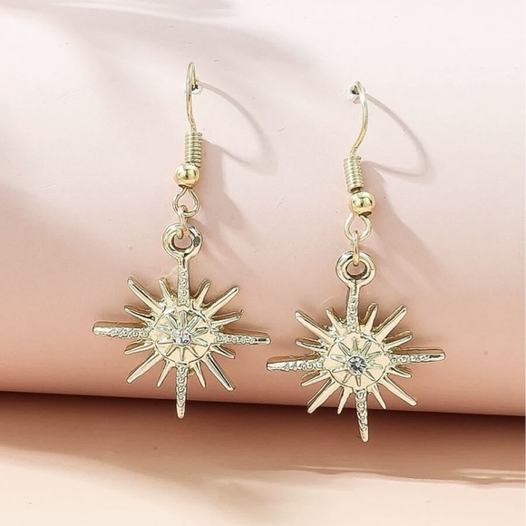 Any 3/$25! Gold Crystal Star Drop Earrings - Picture 2 of 6